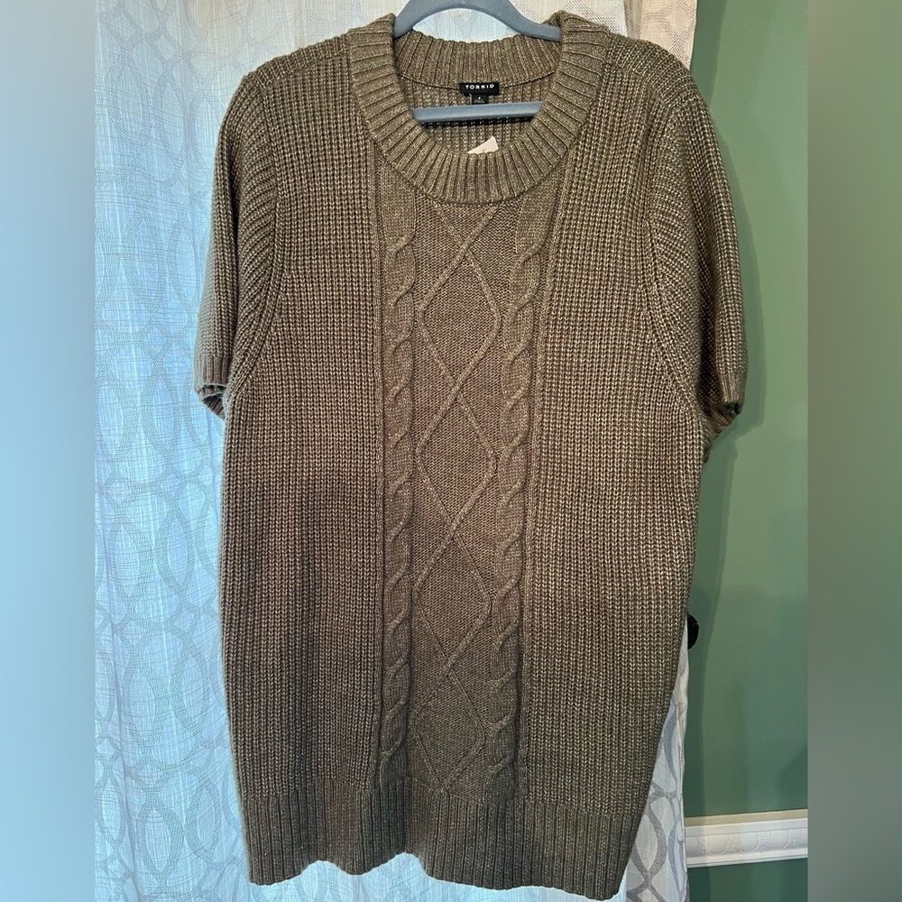 Torrid Chunky Short Sleeve Sweater olive green size 4X